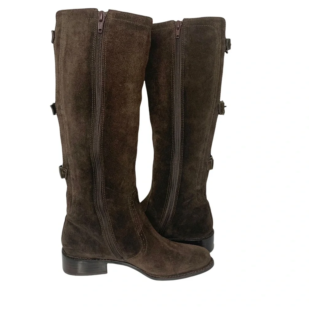VANELI Suede Buckle Back Long Boots Sz 6